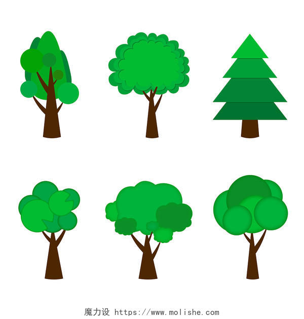 卡通312植树节树套图元素